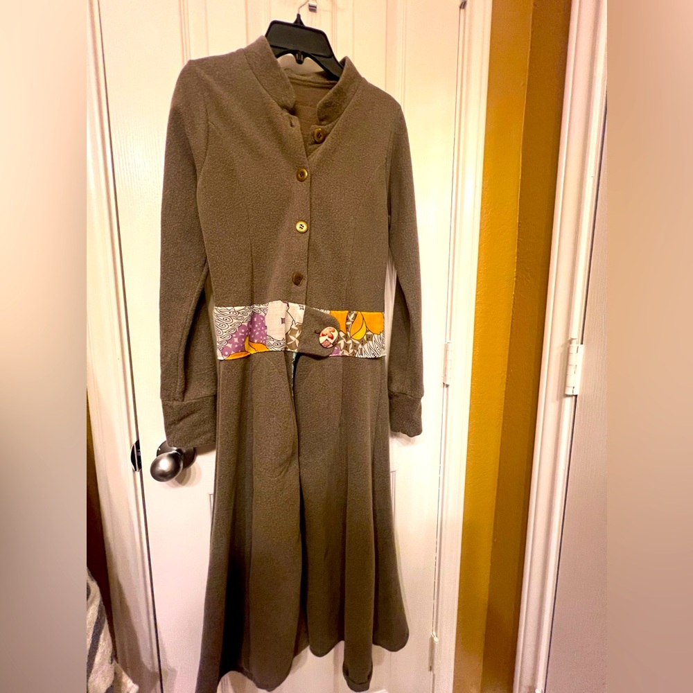 Rebe Grey Lightweight Coat with Printed Waist Band, Size XS